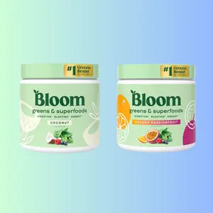 Bloom Nutrition Greens & Superfoods Powder 30 Servings 2 Pack Digestion Gut Health Bloating Relief Spirulina Chlorella Probiotics Antioxidants Organic Dietary Edible Vitamin Essential Minerals Supplement