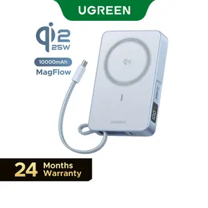 UGREEN MagFlow 10000mAh Power Bank Qi2 25W Certified Wireless Charging Magnetic Portable Charger for MagSafe with Built-in Cable 30W USB-C Battery Packfor iPhone17 Pro Max/Pixel 10 Pro XL,tiktokshopmemorialday