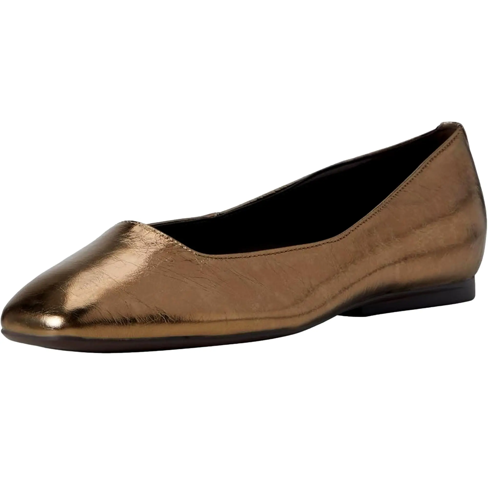 Naturalizer Chelsea Square Toe Ballet Flats Gold Leather  J3307L3700 Women's