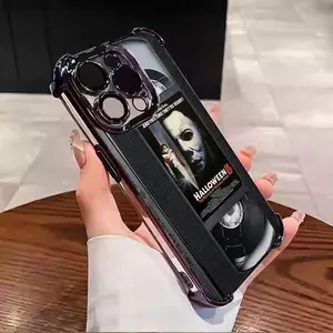 VHS Tape Chucky and Scream & Michael Myers Halloween Phone Case for iPhone 11, 12, 13, 14, 15, 16, 17 & Samsung Galaxy S25 Ultra S24 S23 S22 S21 Plus Retro VHS Tape Four Corner Shockproof HD Phone Case #YGSJDWSJ