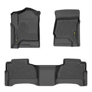 TPE Floor Mats Liners Fit For 14-18 Silverado/Sierra 1500 2500HD 3500HD Crew Cab