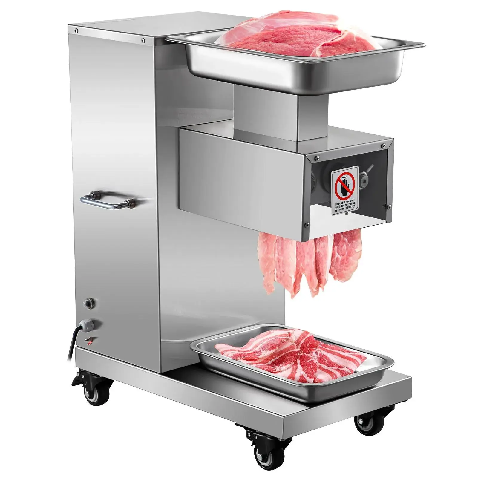【Summerfinds】VEVOR 110V Commercial Meat Cutter Machine 1100LB/H Electric Meat Cutting Machine 750W Commercial Meat Slicer 3mm Blade Restaurant Food Slicer Stainless Steel For Kitchen Restaurant Supermarket