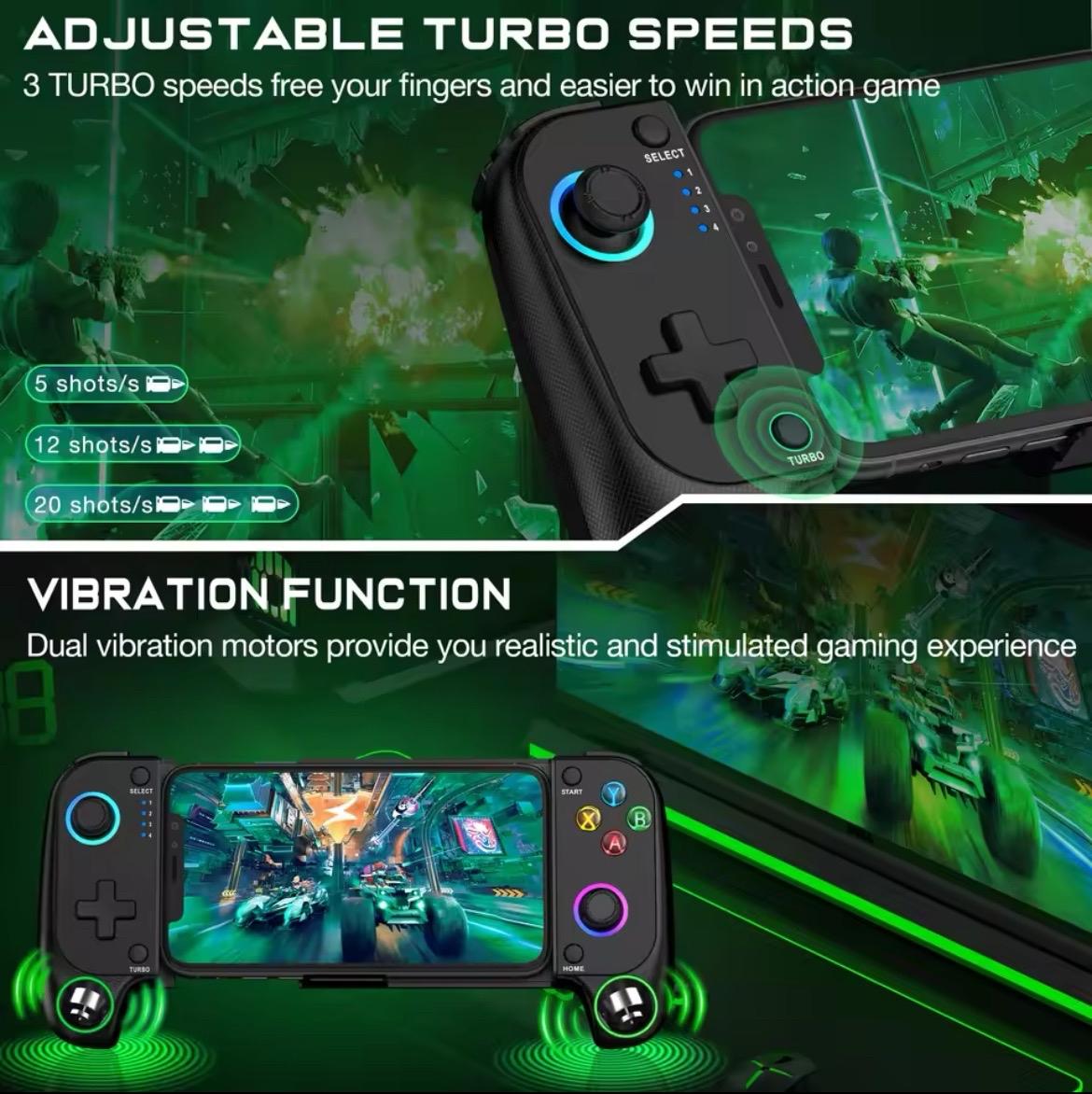 Cell Phone Gamepad Joystick for iPhone Android Control Bluetooth Controller Trigger with Hall Effect Stick Mobile Game