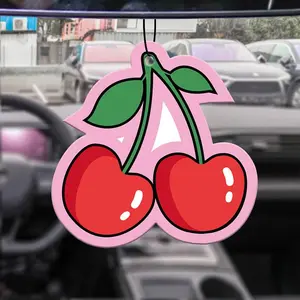 Cherry Shaped Car Air Freshener, Cartoon Car Rearview Mirror Perfume Pendant, Car Fragrance, Car Interior Air Vent Decoration, Car Aroma Diffuser, Car Scents