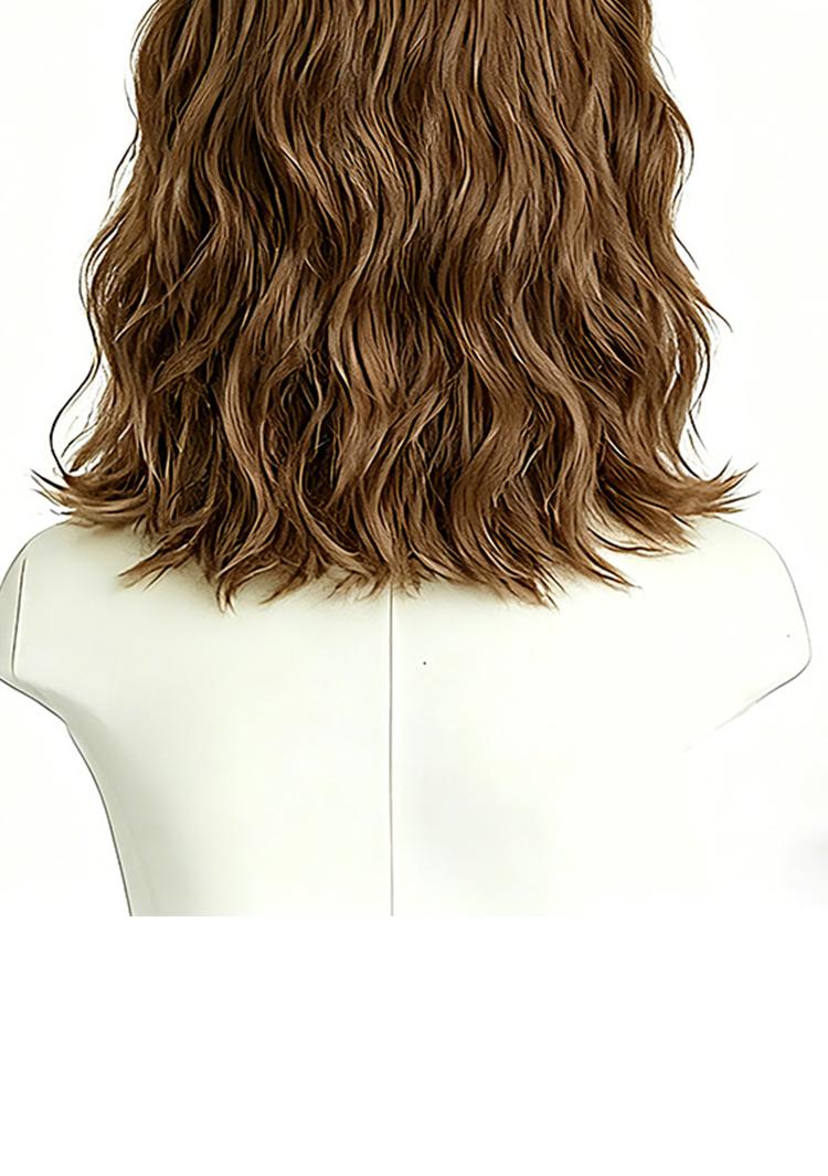 Lotfon Women's short curly Ash Brown non-adhesive synthetic wig, adjustable head circumference, comfortable fit, easy to wear, ready to wear and go, easily achieve a fashionable look
