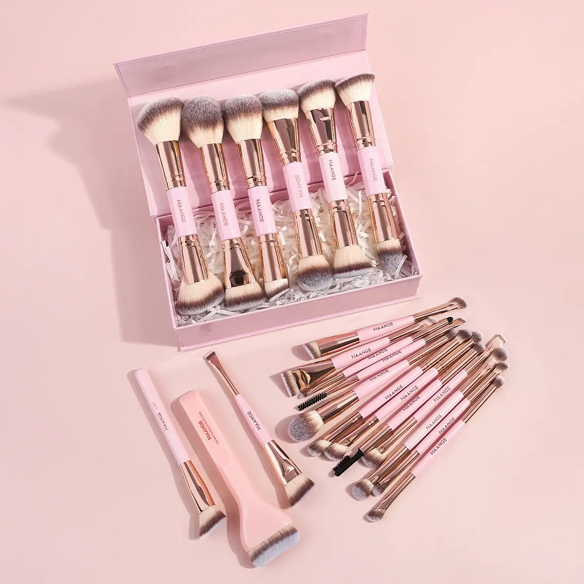 Maange 21-Piece Makeup Brush Set, Face Makeup Brushes, Foundation Brush, Blush Brush, Loose Powder Brush, Eyelash Brush, Concealer Brush, Eye Shadow Brush, Travel-Friendly, Makeup Brush Kit, Makeup Brush Tool