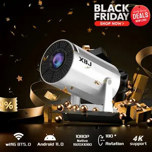 Portable Outdoor Home Theater Projector，XBJ Portable Decoding Projector Android 11, supports 1280P/720P display, wireless BT5.4, multifunctional for home theater and outdoor multi-device use, 270° rotatable, audio and screen, the best gift choice