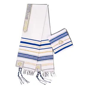 Blue Men's Prayer Shawl Scarf Jewish Tzitzit Tallit Cloth Rainbow Jerusalem Clothes Israel Design