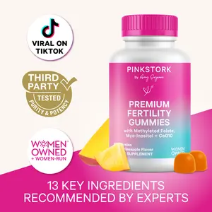 Pink Stork Premium Fertility Gummies | CoQ10, Inositol, Folate | Multivitamin + TTC Support | Vegan, Gluten-Free, Made in USA | Women-Owned Wellness