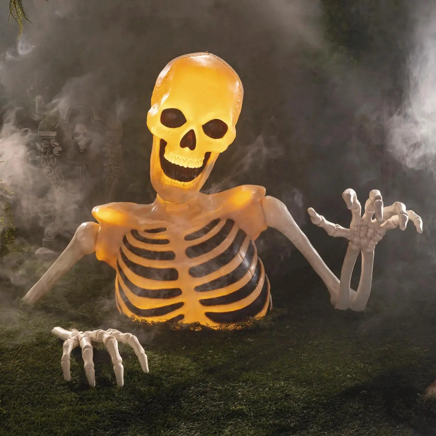 Light-Up Groundbreaker Skeleton Halloween Decoration, 4 Ft.