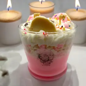 Scented Pink Frosted Sugar Cookie Candle - Long Burn Time, Ideal for Decor & Ornaments, Cozy Aroma, Gift Idea, Natural Soy Tunneling Candle