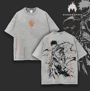 Ichigo Washed Oversized Tee – Double-Sided Print Bleach Shirt | Vintage Streetwear Unisex T-Shirt | Heavyweight Cotton Anime Manga Tee | Gift for Anime Fans