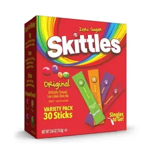 Skittles Zero Sugar Variety Pack Singles-to-Go Powdered Drink Mix, Original, 30.