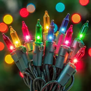 2 Pack 23FT Christmas Lights 100 Green Wire Connectable Incandescent UL Approved Xmas Tree Easter Patio Party Decor Set Ornaments
