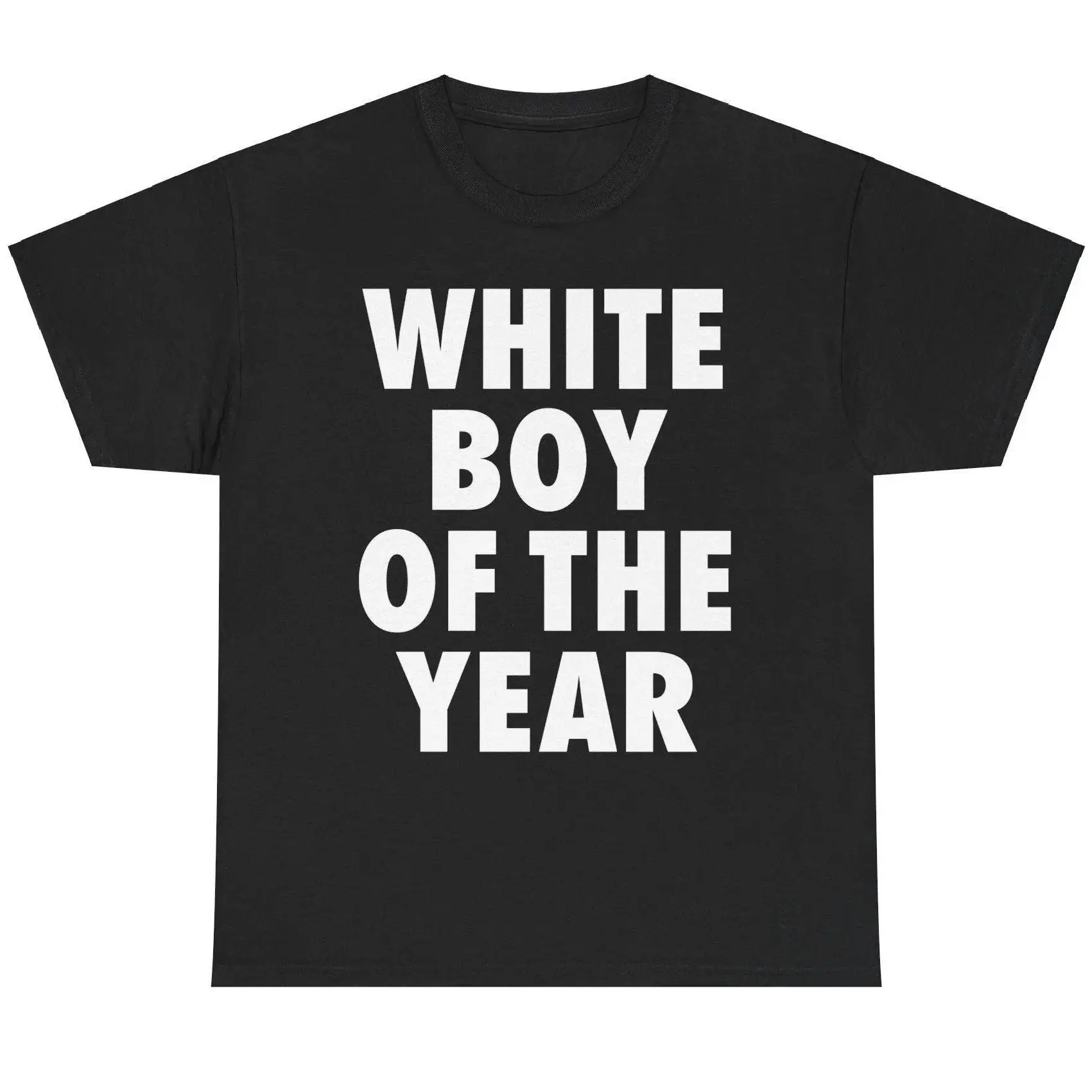 Men's Crew Neck Short-Sleeve Sports Top - Breathable Fabric, Relaxed Fit, Sporty Chic, Funny Sarcastic White Boy of the Year Viral Gen Z Meme Ironic Print Casual Streetwear Menswear