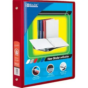 212 MAIN 1.5" Red 3-Ring View Binder with 2 Pockets, Case of 12, Two Pockets