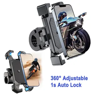 Bike Phone Holder, Motorcycle Phone Mount - Motorcycle Handlebar Cell Phone Clamp, Scooter Phone Clip for 4.5-6.3 Smartphones