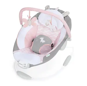Baby Bouncer Seat with Vibrations & Sounds – Soothing Infant Rocker with Toy Bar, Safe Support for Newborns 0–6 Months, Up to 20 lbs (Pink Unicorn)