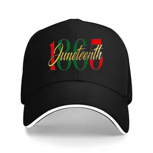 Mens Hats Breathable Adjustable Baseball Cap for Men & Women - Lightweight Quick-Dry Polyester, Ventilation Holes, Black Juneteenth 1865 Graphic Design, Summer Outdoor Casual Headwear, Comfortable Fit