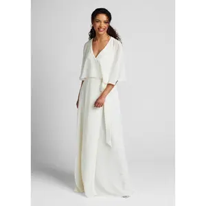 ModCloth Wrapped in Rapture Maxi Wrap Dress - Ivory Chiffon (XS-4X) Modest Long Spring Easter Elegant