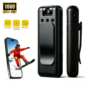1080P Clip-On Body Camera - 2.4G WiFi, 180° Rotatable Lens, Night Vision, Motion Activation, Loop Recording, Auto File Save, Power Failure Protection, Audio Recording, Micro SD Card & Cloud Storage, Wearable Recorder for Patrol, Camping