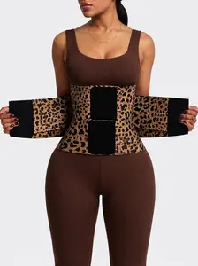 HAGIG Leopard Print Waist Trainer Belt Adjustable Compression Wrap Back Support Women