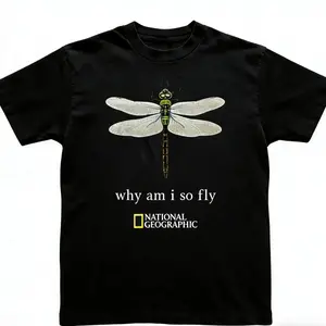 National Geographic Dragonfly Graphic 100% Cotton Short-Sleeve Tshirt - Round Neck, Casual Sports Outerwear, Lightweight, Breathable, Relaxed Fit, Durable Stitching, Everyday Essential, Shortsleeve