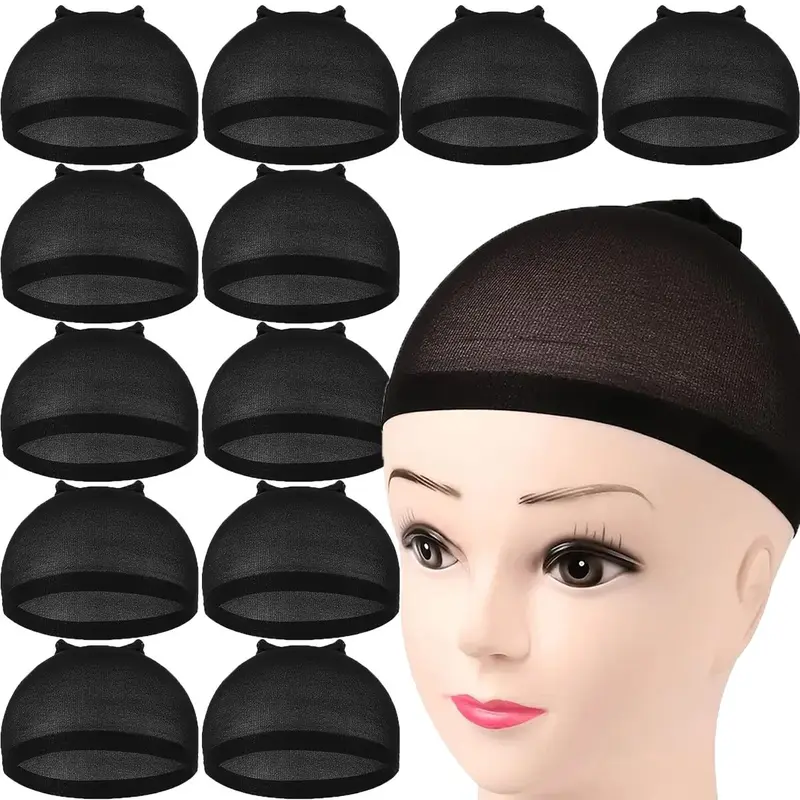 12 Pack Nylon Wig Caps for Women, Elastic Stretch Hair Caps in, Dark, Light, Perfect for Wig Care and Protection, Hair Extensions Accessories