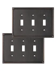 DEWENWILS Double Toggle Wall Plates, Brushed Nickel Decorative Metal Switch Plate Covers, 2-Gang Standard Size