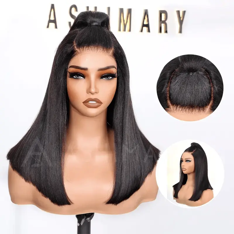 Pre-Styled Ponytail Glueless Straight 5x5 Undetectable Lace Wig What You See Is What You Get