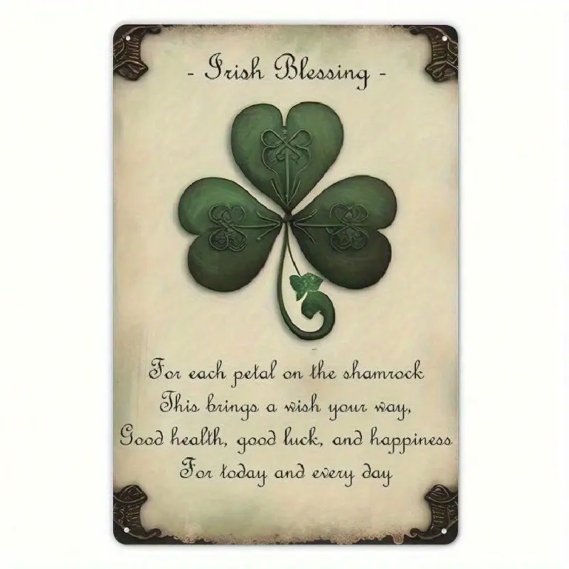 【US STOCK】Vintage Irish Blessing Wall Art - Rustic Metal Sign 12x8 Inch with Inspirational Quote, Handmade Iron Wall Decor for Home Decoration