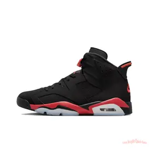 Black Suede Upper High-Top Retro Basketball Shoes with Red and Grey Accents