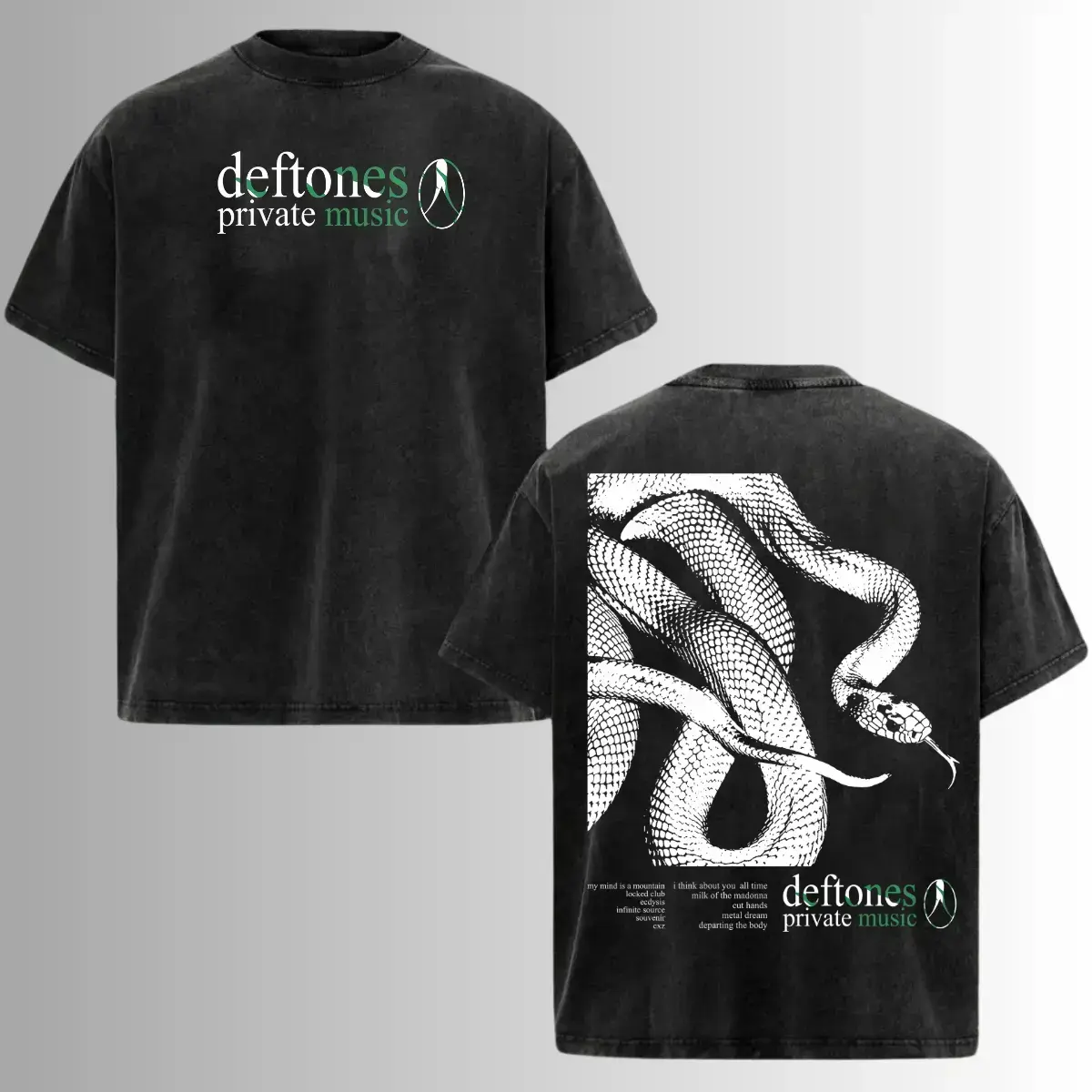 Men's Deftones Private Music Acid Washed Oversized Graphic Tee - Menswear Tops, Alternative Metal Band Shirt, Shoegaze Nu Metal Heavy Cotton, Unisex Streetwear, Retro Rock Concert Apparel, Y2K Grunge Aesthetic Casual Gift