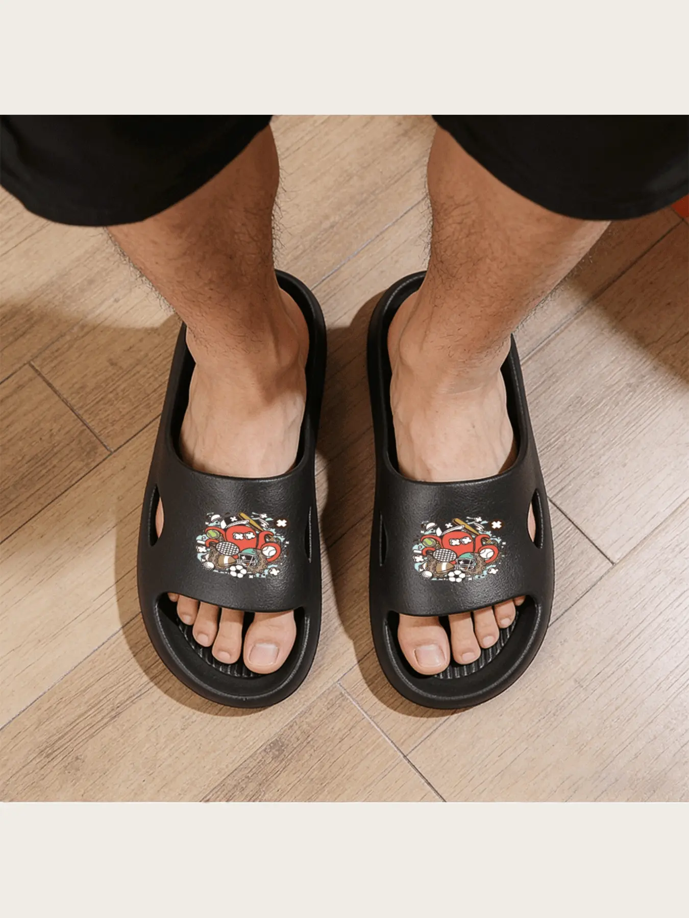 Men's Women's Unisex Sports Themed Slippers with Baseball Basketball Soccer Tennis Elements Soft Comfortable Indoor Home Non-slip House Shoes Casual Funny Novelty Footwear for Sports Fans All Seasons