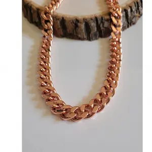 Pure Copper Cuban 12mm.Link Necklace Heavy 158gr.Solid Copper Statement Jewelry Chain 24" Unisex Necklace