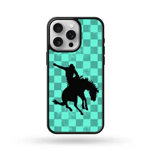Turquoise Checkered Bronc Rider Phone Case
