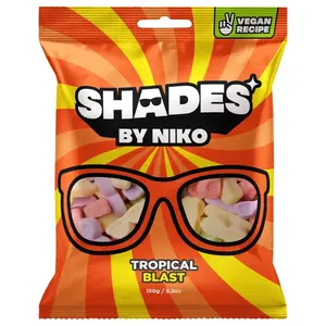 Shades by Niko Vegan Sweets 150g Tropical Blast Plant-Based Gummy Candy No Gelatin Gluten-Free Dairy-Free Natural Fruit Flavours