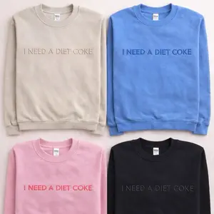 Embroidered “I NEED A DIET COKE” trendy and minimalist monochromatic crewneck neutral