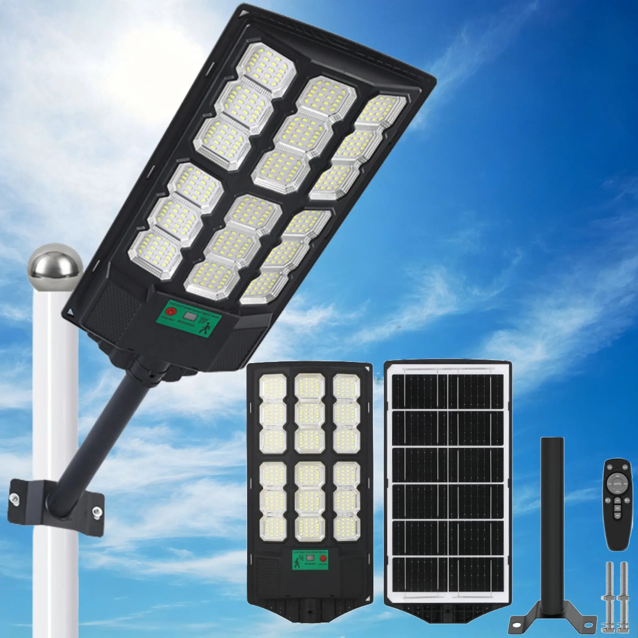 Solar Street Light Outdoor 3 Modes LED Motion Sensor Security Wall Lamp for Garden Yard Porch Decor IP65 Waterproof Remote Control Solar Lights Outdoor Mounted Light,dorm essentials,home decor,home essentials,camping essentials