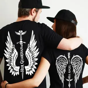 Her Guardian His Angel Matching Couple Shirts | Christian Faith Wings Tee | His Angel Her Guardian Couple Outfit | Trendy Christian Couple Gift