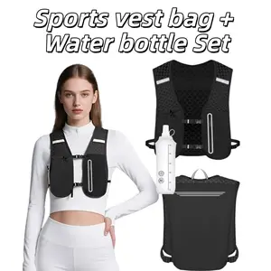 Hydration Vest Pack with 500ml Soft Water Flask, Lightweight Running Vest for Men Women, Breathable Outdoor Sport Backpack with Phone Pocket, Reflective Safety Vest for Hiking Cycling Climbing Trekking