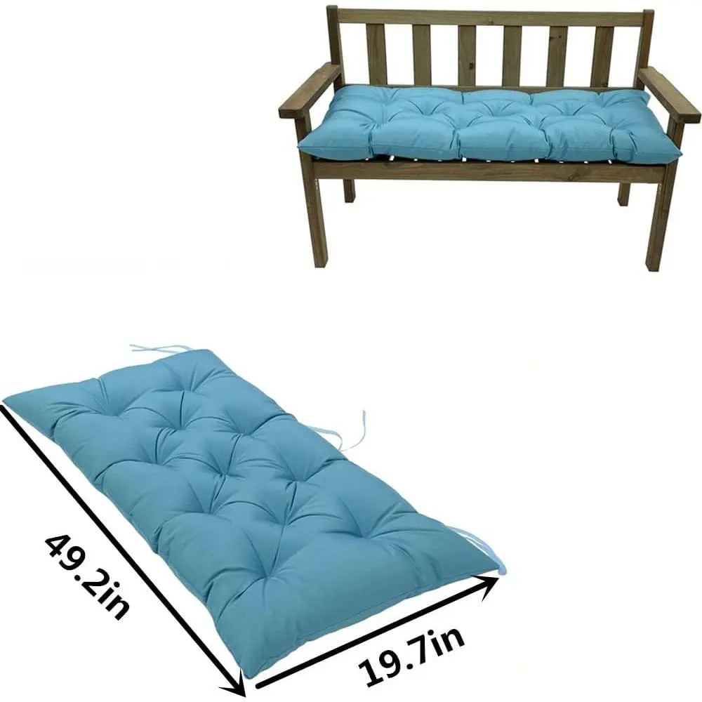 Outdoor Waterproof Sun Protection Bench Cushion - Durable Fabric, Print Design, Large Size, Ample Space for Relaxation, Easy-to-Use - for Wooden/Lounge Chairs, Garden/Terrace Furniture (47.2"x19.7", Blue)