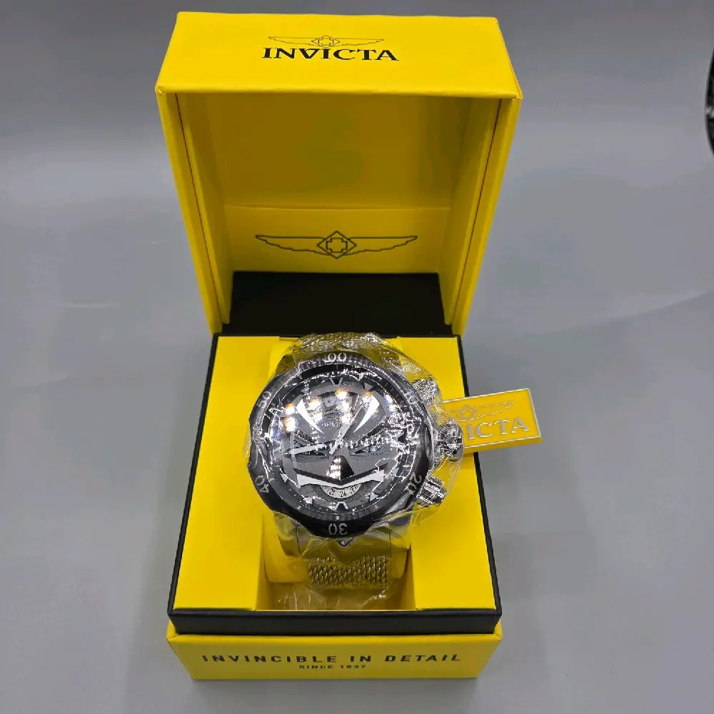 Invicta Men's Venom Stainless Steel Quartz Watches, 54mm Black Case, Gunmetal Dial, Unidirectional Bezel, 100m Waterproof