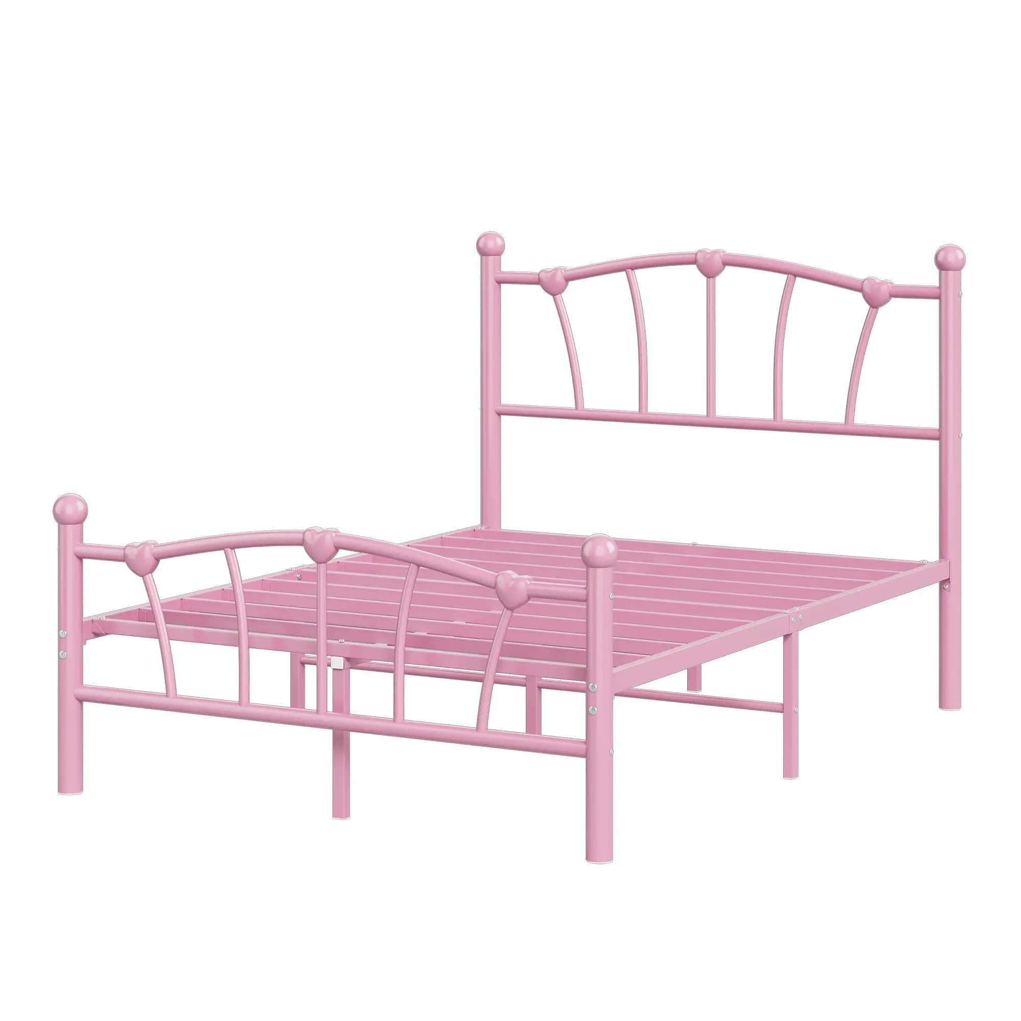 Garvee Heavy-Duty Metal Bed Frames with Heart-Shaped Headboard & Footboard, Available in Twin, Twin XL, Full Sizes, Multiple Colors, No Box Spring Needed, Noise-Free, Easy Assembly, Sturdy Platform Design