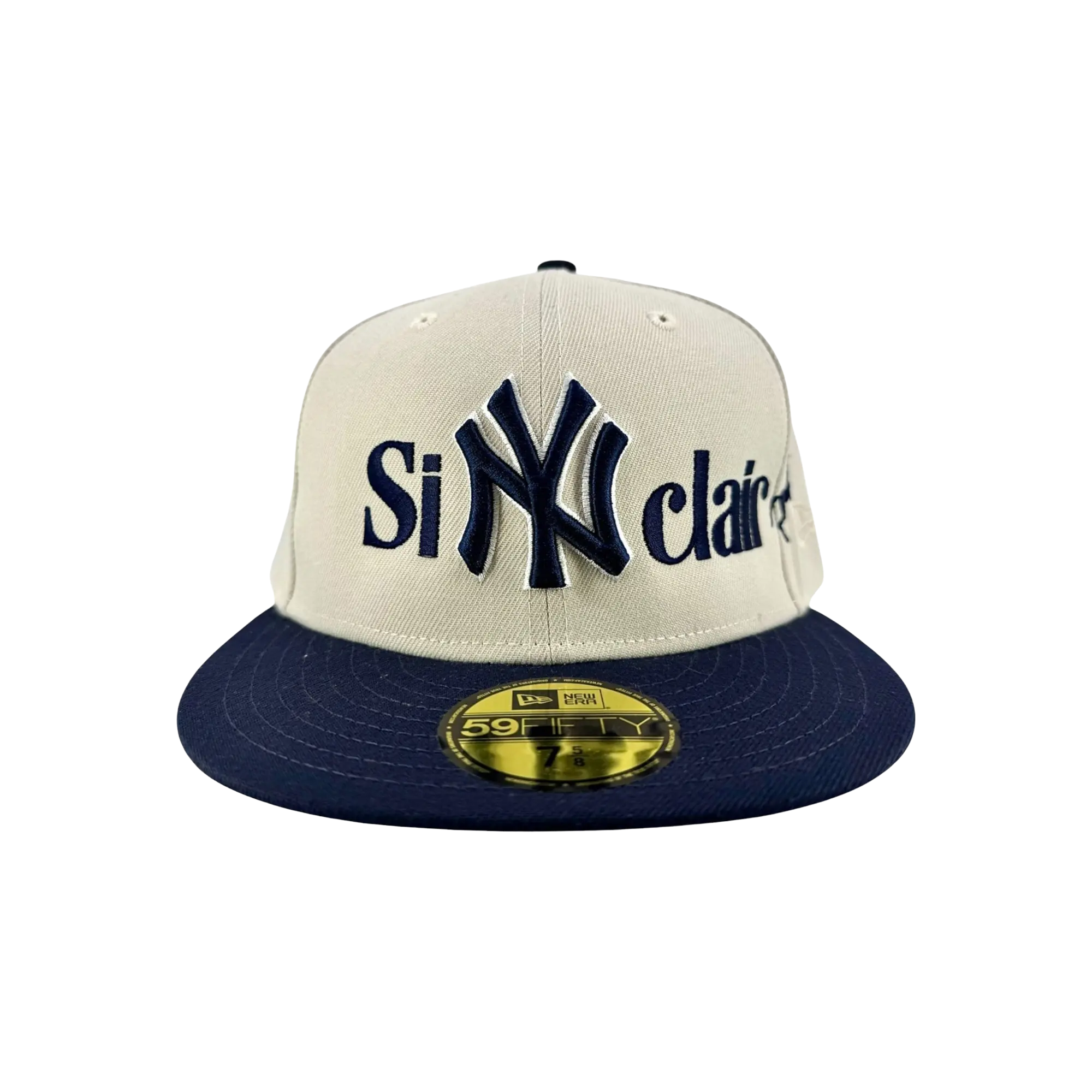 Sinclair New York Yankees 2003 World Series Patch Fitted Hat "Beige / Navy Blue" NE1202