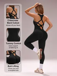 Women's Seamless High-Waisted Cross Back Yoga Jumpsuit, Four-Sided Stretch Matte Fitness Bodysuit, Abdominal Shaping All-Season Wear