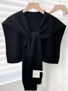 Women's Elegant Solid Color Knit Shawl, Soft Material, Fashionable Design, Suitable for All Seasons, Daily Wear Accessory, Casual Soft Scarf, Knitted Scarf, Neck Scarf