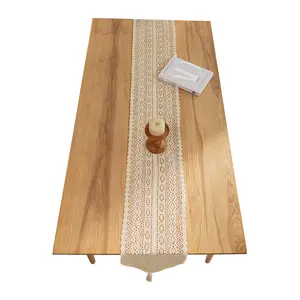 American-style country-style table runner, hollowed-out vintage cotton crochet table runner, lace tablecloth, forest-themed TV cabinet and coffee table cover