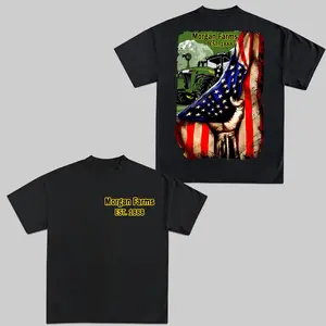 Customized Tractor US Flag T-Shirt - Morgan Farms Graphic Tees Shirt For Farmers
