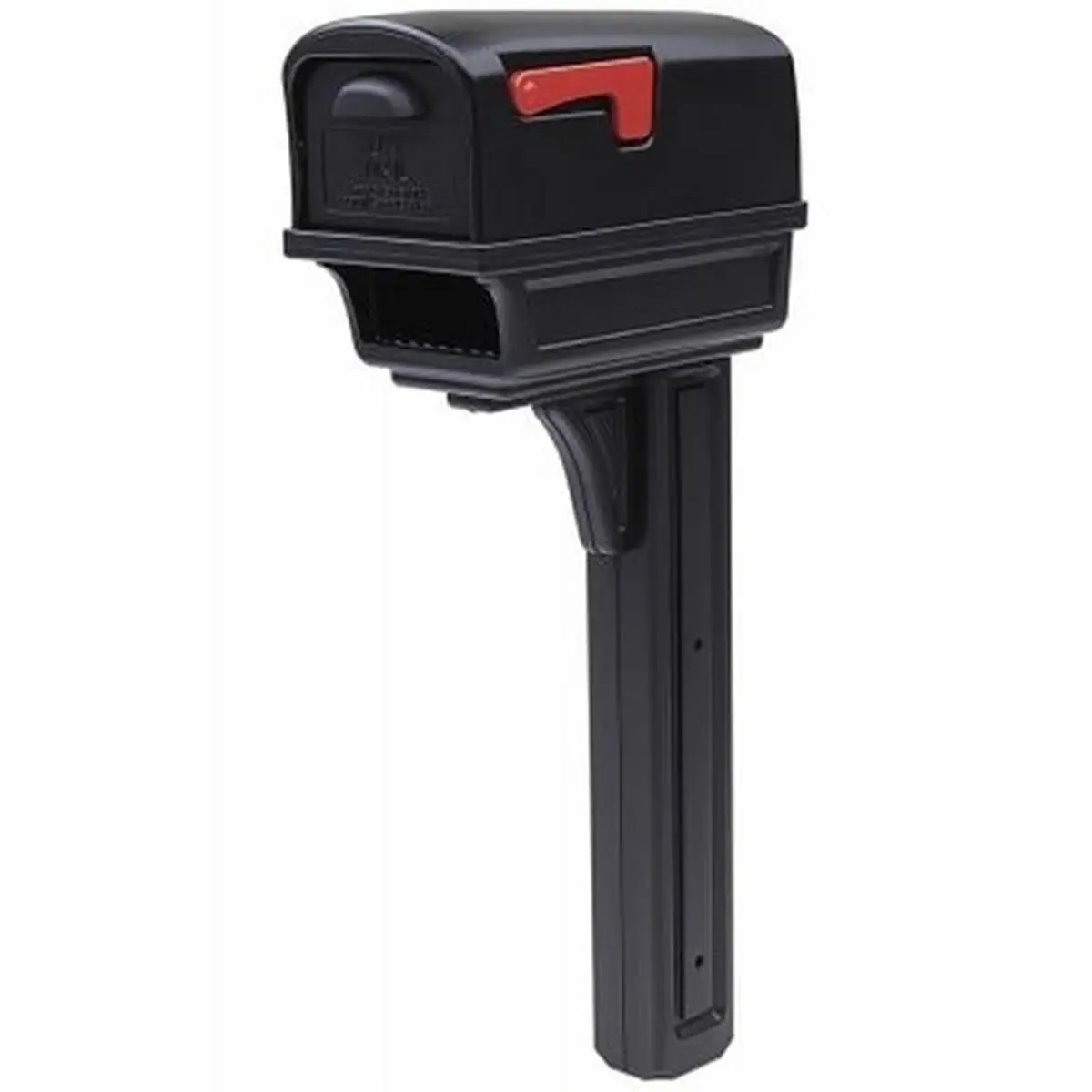 212 MAIN Gentry Black Plastic All-in-1 Mailbox with Polycarbonate Construction, Post Combo, and Rear Door